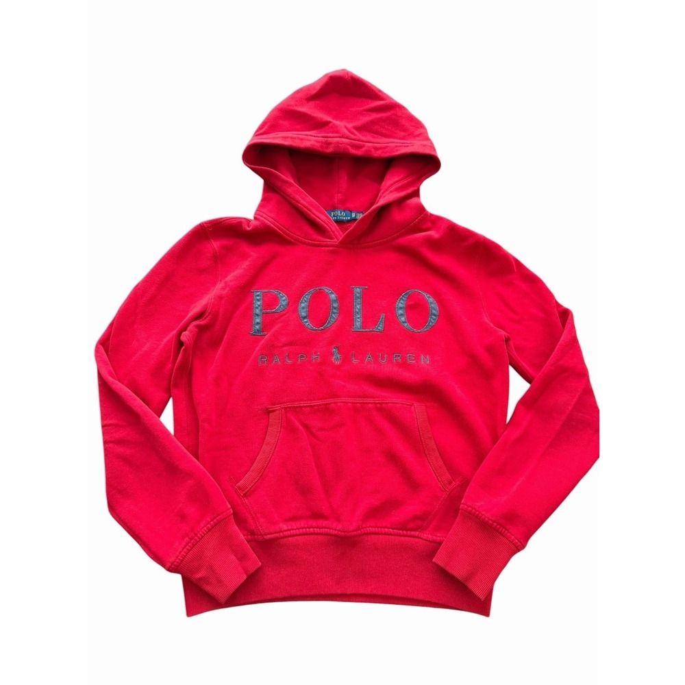 Polo Ralph Lauren Hoodie Womens XS Red Big Spell Out‎ Fleece Sweatshirt #K7-1